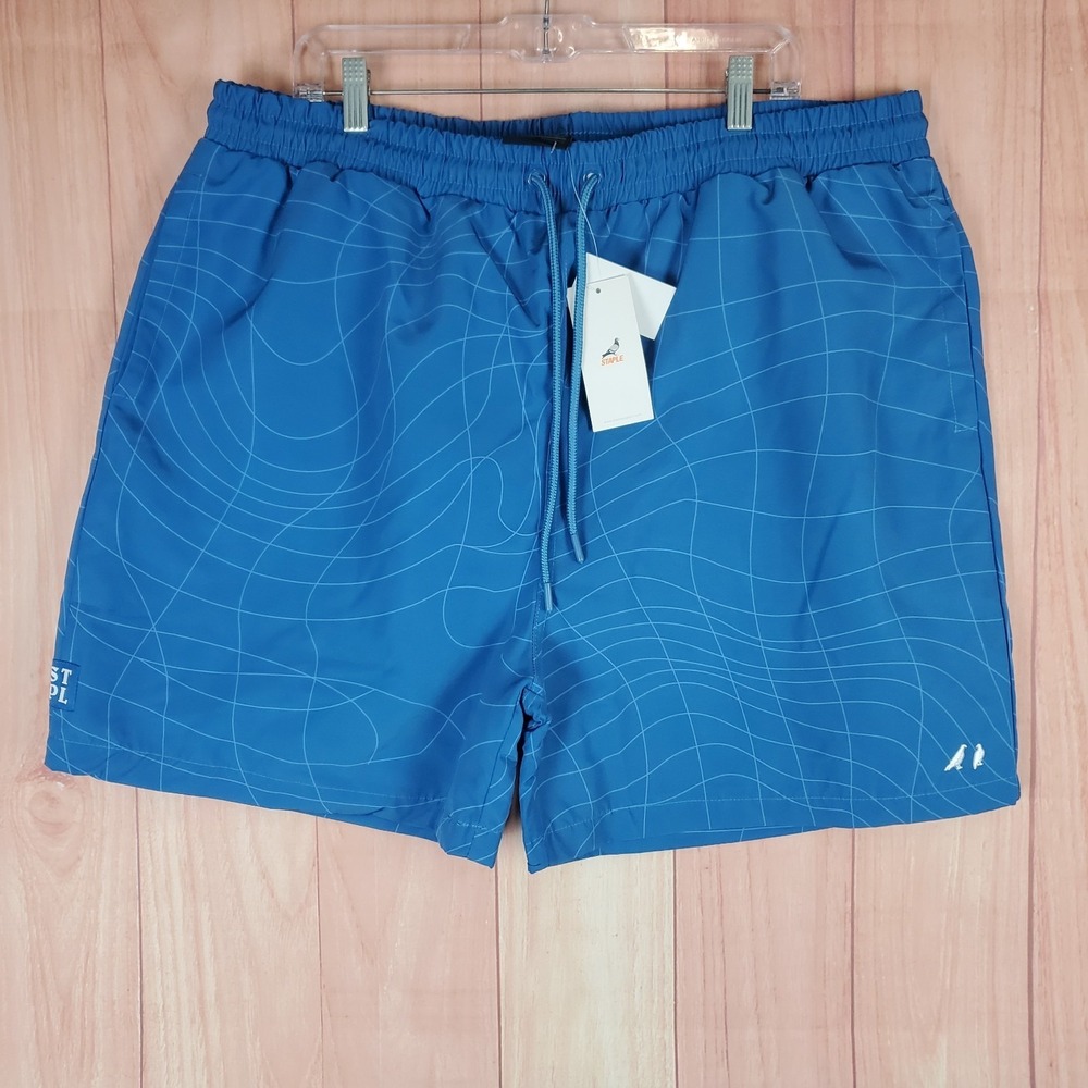Staple Athletic Shorts Mens S Blue‎ Pigeon Logo Printed Swimsuit Hybrid